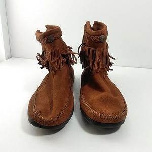 Minnetonka Brown Ankle Fringe Boots (11)